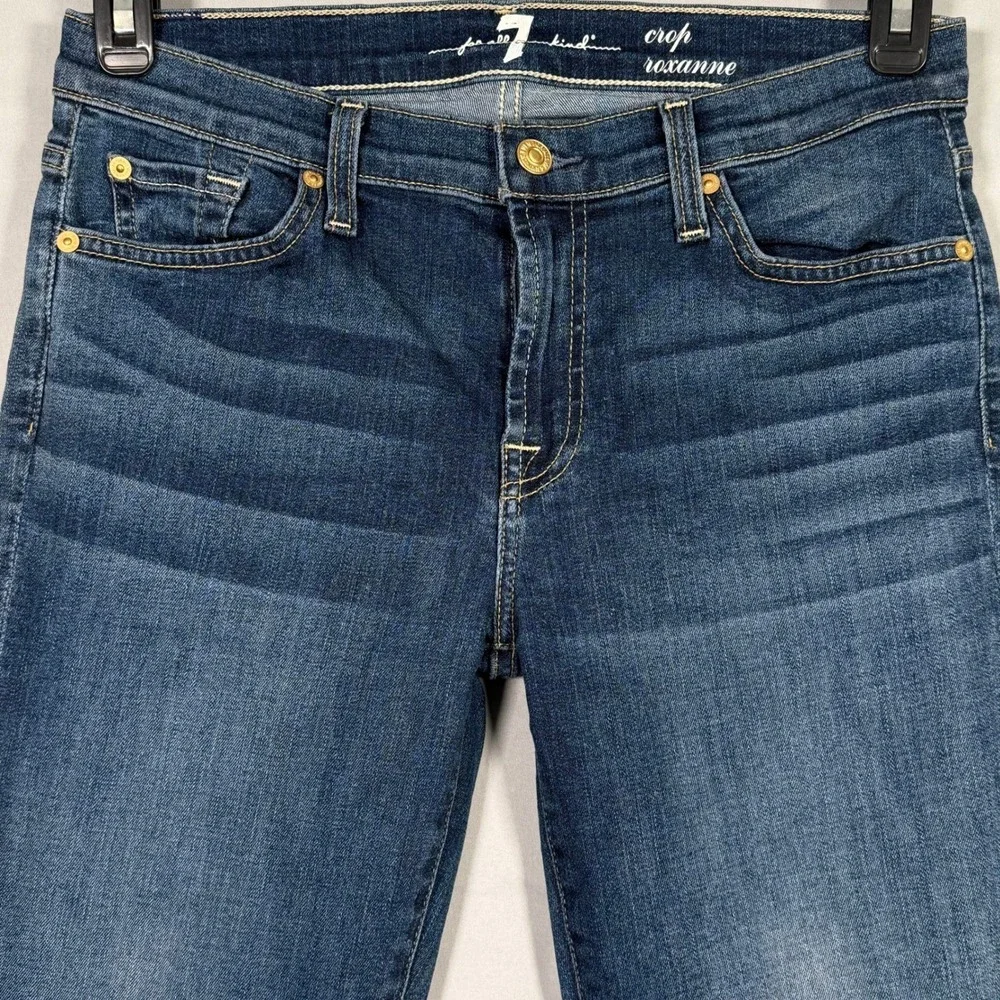 7 For‎ All Mankind Roxanne Crop Jeans Womens 29 Blue Medium Wash Slim Straight
